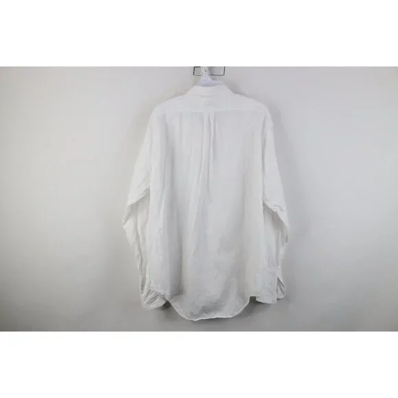 Vtg 50s Streetwear Mens Large Brocade Cotton French Cuff Button Shirt White USA